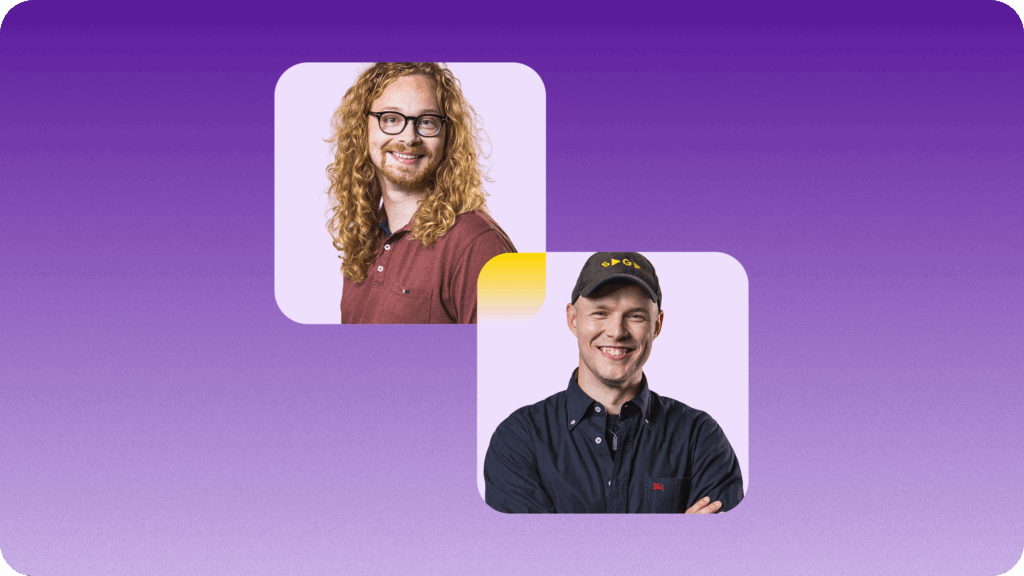 Two people talking about secure transcription in an office